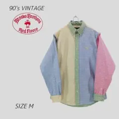 90s　香港製　ブルックスブラザーズ　ギンガム　クレイジーパターン　長袖シャツ