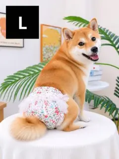 犬用 フリルマナーパンツ チュール 花柄 マナーウェア　オムツカバー Lのサムネイル