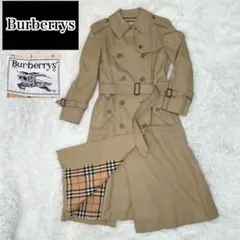 美品 BURBERRY バーバリー トレンチコート ベルト ノバチェック 90年