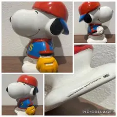 スヌーピー貯金箱陶器　大サイズ　置物　インテリア　野球フィギュアのサムネイル