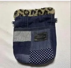 ハンドメイド デニムポーチ パッチワーク ヒョウ柄