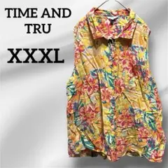 良品 ブラウス花柄ノースリーブシャツ 【XXXL】ゆったり リゾート