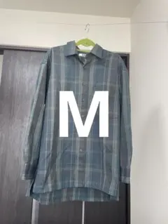 UNIQLO U グリーン系チェック 長袖シャツ　M