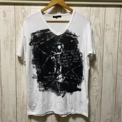 SHELLAC semanticdesign Vネック プリントTシャツ Y2K