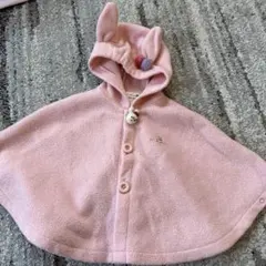 KP暖かいフリースのウサギ耳付きポンチョ