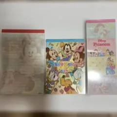 平成レトロ Disney メモ帳 3点セット ミニー プリンセス ベビーミッキー