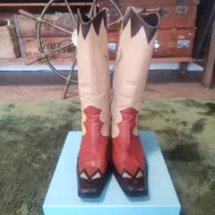 ウエスタンブーツ 茶とベージュ レザー製