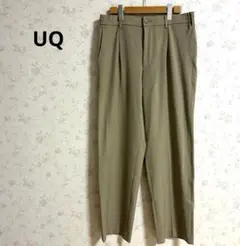 ユニクロ ワンタックワイドパンツ ゴム入り ストレッチ素材 ベージュ