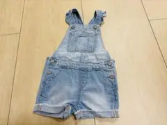 【美品】GAP DENIM肩フリルオーバーオール サロペット 90