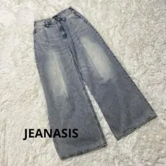 JEANASISタックワイドデニムパンツ Mライトブルー