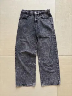 Benoグレー ブラック ワイドレッグ デニムパンツ Mサイズ