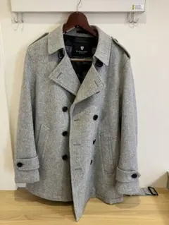 ブラックレーベルクレストブリッジ　グレー ダブルブレスト ピーコート ウール