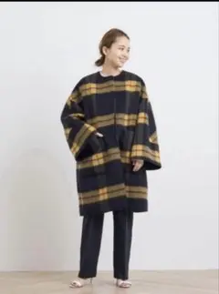 ヨリ　シャギーチェックコート