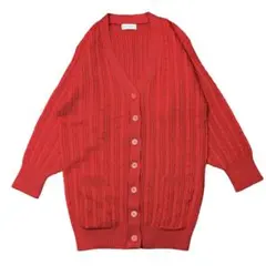 Vintage 80s【ケーブル編み】レトロ 袖幅ワイド ロングカーディガン