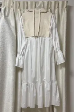 wcloset フードニットベスト&ティアードワンピースSET