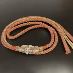振袖用 帯締め オレンジ 飾り付き