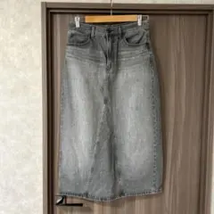 UNIQLO グレー デニム ミディスカート