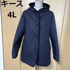 キース　サイズ48 ネイビー薄手中綿　キルティング　フード　コート