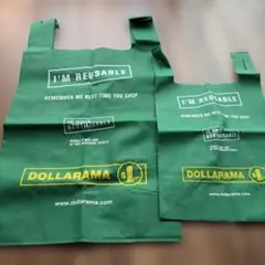カナダ　DOLLARAMA 再利用可能エコバッグ 緑