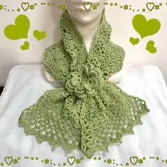 ハンドメイド 手編み お花ミニ·マフラー(Xタイプ) ₊❀̥୭