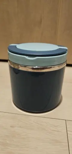 ネイビー ステンレス保存容器 水色蓋