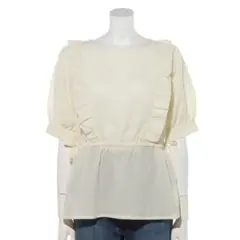 【新品】未使用　タグ付き　エヘカソポ フリルペプラムブラウス キナリ