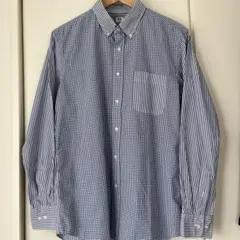 ユニクロ　チェック×ストライプ　ボタンダウンシャツ　L