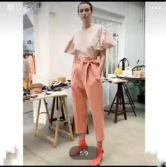 Drawer ドゥロワー コットンタックベルトパンツ　ピンクのサムネイル