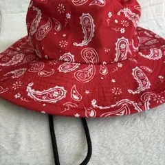 【新品】撥水・UVカット99.9% サファリハット ペイズリー柄 レッド