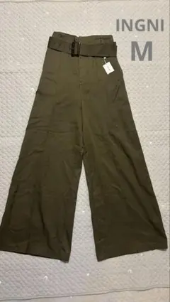 INGNI イング ハイウエスト ワイドパンツ カーキ ベルト付き