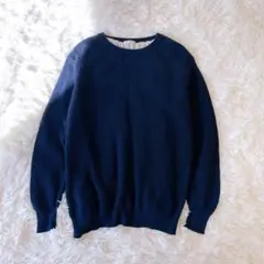 エージーバイアクアガール　ネイビー リブ編み 長袖セーター
