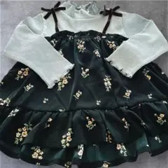 【新品】プティマイン 花柄キャミソールドッキングワンピース 90cm