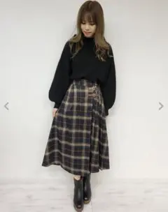 サイドベルトチェック柄ミディ