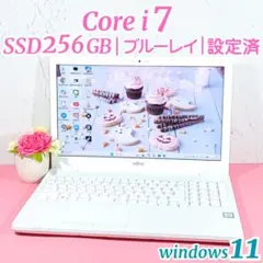 極美品✨️corei7 SSD ブルーレイ win11薄型白ノートパソコン設定済