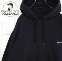 人気 ナイキ スウェット パーカー XL ブラック プルオーバー 刺繍 裏起毛