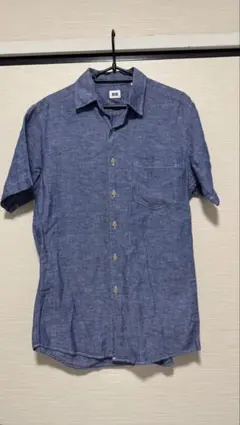 UNIQLO ユニクロ リネンコットンシャツ 半袖 ブルー Sサイズ
