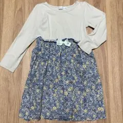 キャサリンコテージ　花柄リボン付きワンピース 130