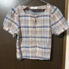 ⭐️再値下げ‼️ローリーズファーム半袖チェックブラウス　新品未使用のサムネイル