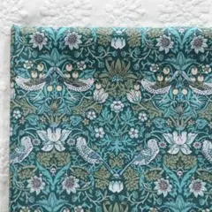 ストロベリーシーフ　グリーン　ラメ　輸入リバティタナローン　30cm×50cm