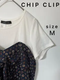 CHIP CLIP 異素材　切り替え　半袖ロング　ワンピース　サイズＭ