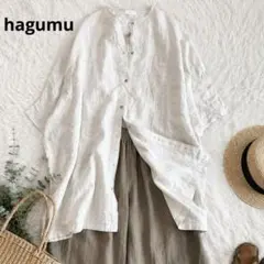 hagumu✨リネン100% バンドカラー　シャツワンピース ドルマンスリーブのサムネイル