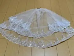 ホワイト 刺繍 二層式 ウェディングベール