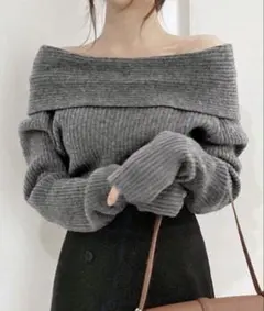 オフショル　ニット　トップス