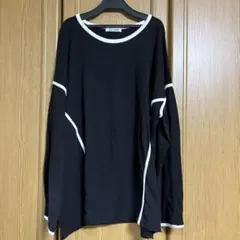 ボーイズルーム ブラック 長袖 ワイドTシャツ ホワイトライン