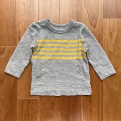 babyGAP 長袖 80サイズ グレー×イエローボーダー