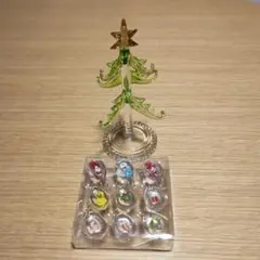 ガラス製クリスマスツリー オーナメント9コ(サンタ・雪だるま他)付き ガラス細工