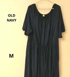 OLD NAVY ネイビー半袖 ワンピース チュニック ウエストリボン付きM
