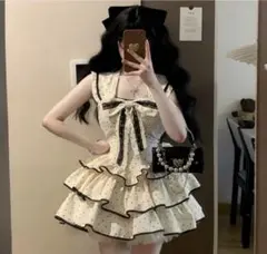 水玉 ワンピース リボン