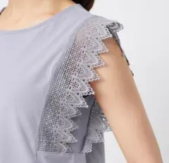 レーストリム ノースリーブカットソー  Tシャツ