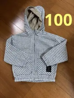 未使用　CAMBAS キッズ チェック柄 フード付きジャケット　サイズ100